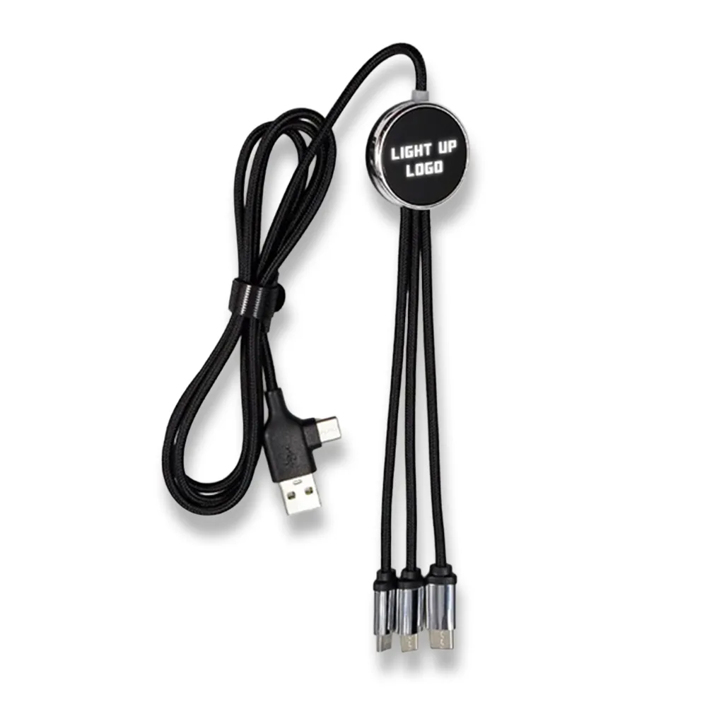 Işıklı Logo 60W Hızlı Type-C Uçlu Data Transferli Şarj Kablosu