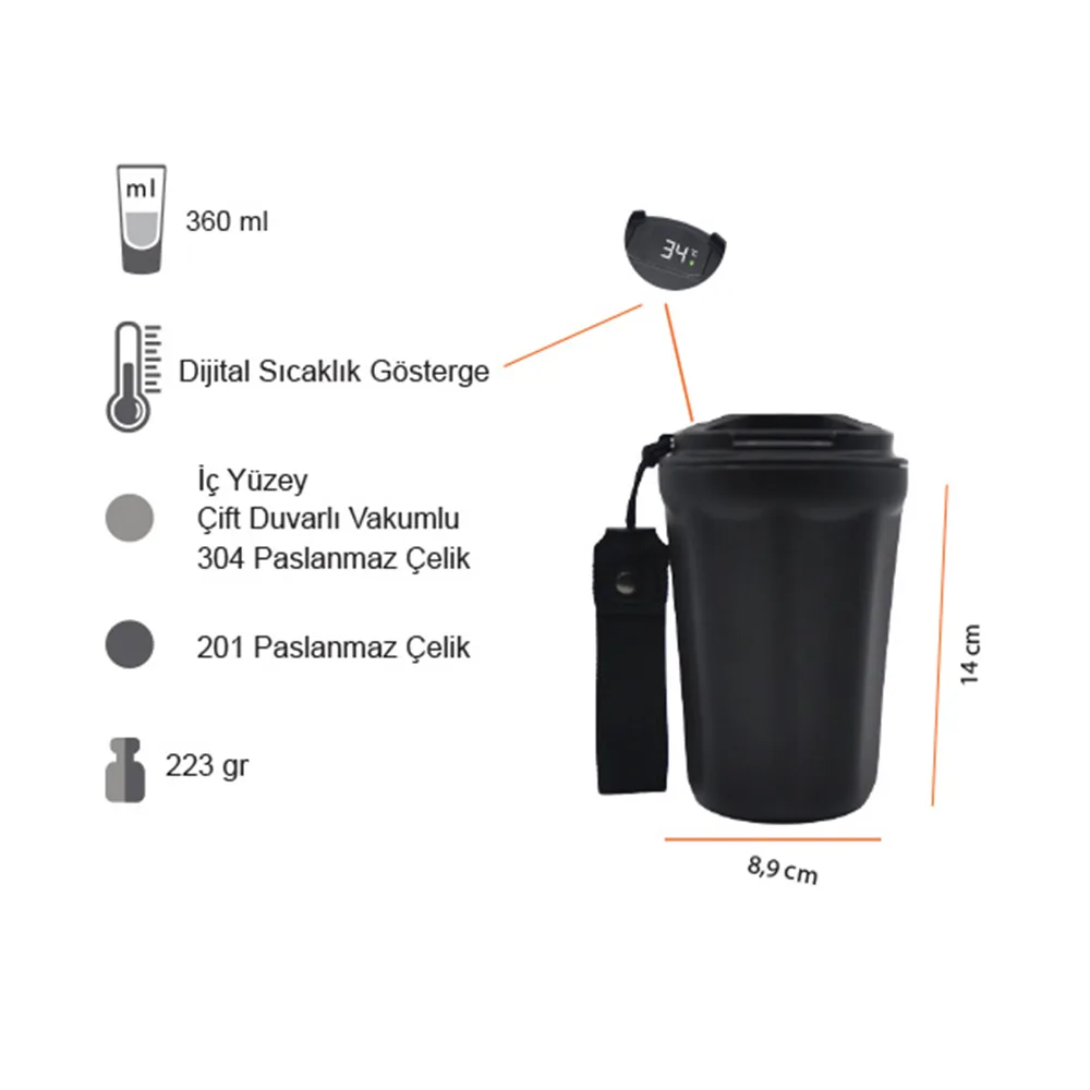 Dereceli Termos Bardak 360 ml