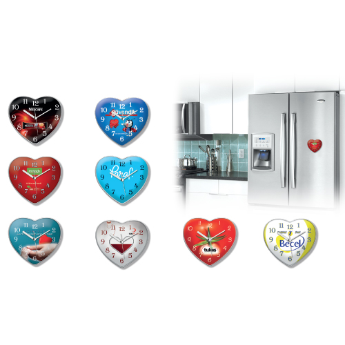 Kalp Mıknatıslı Buzdolabı Saati - 10,5 x 9,5 cm Ebat